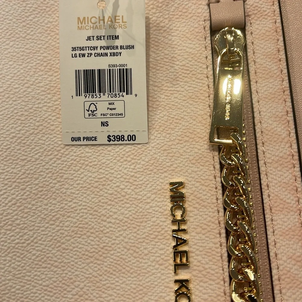 MICHAEL KORS Jet Set Lg Ombré Signature Logo EW Crossbody Bag Powder Blush  NWT